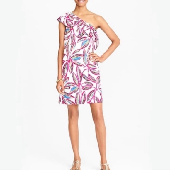 J. Crew One-Shoulder Linen-Blend Dress Tropical Floral Print Size Medium NEW - Picture 2 of 14